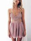 Kayla Deep-V Lace Playsuit in Pink - 2 Love One