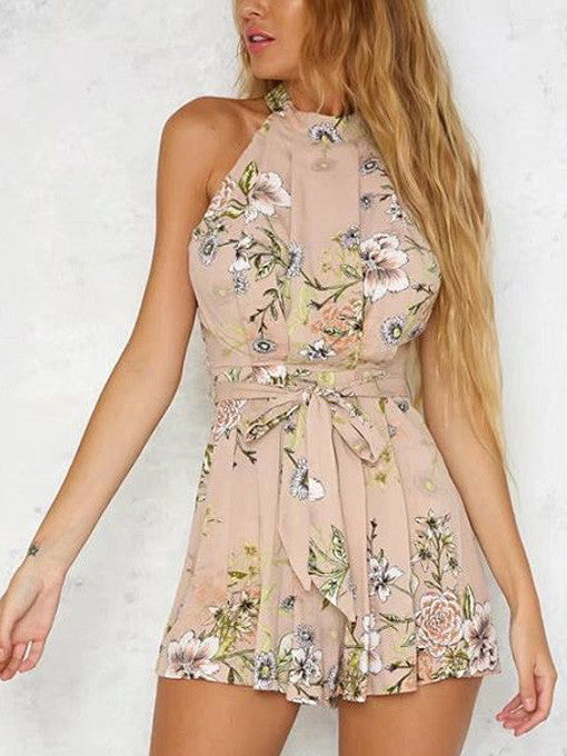 Keilah Floral Halter Playsuit - 2 Love One