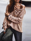 Lace Up Oversize Knit in Apricot - 2 Love One