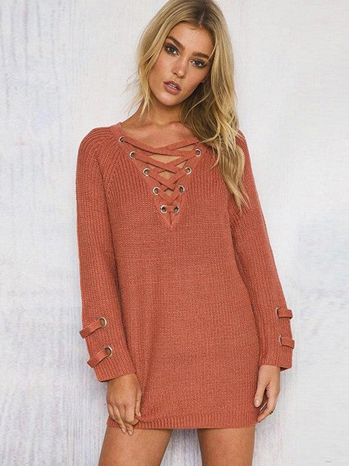 Lace Up Oversize Knit in Sienna - 2 Love One