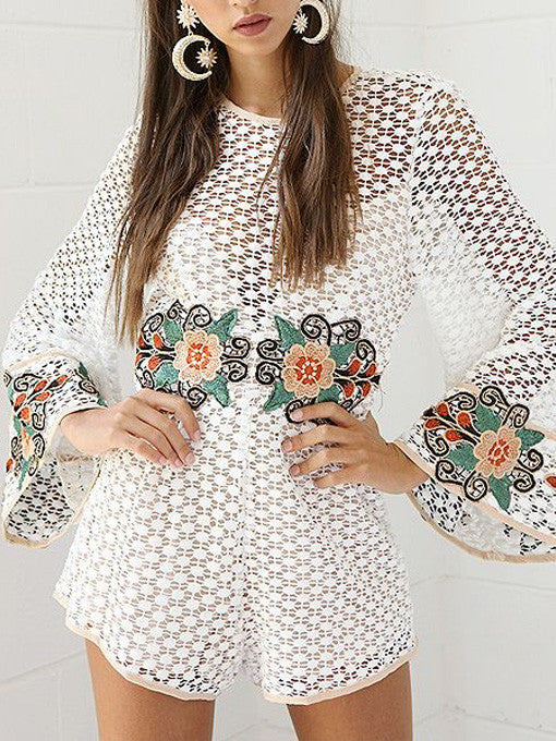 Lena Embroidery Floral Lace Playsuit - 2 Love One