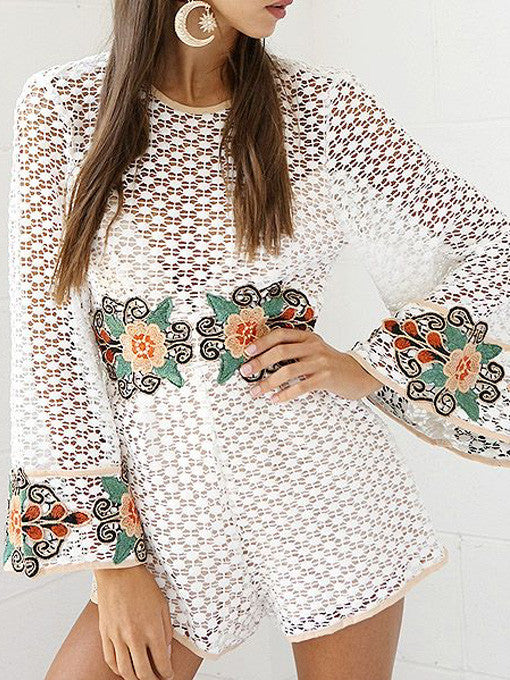 Lena Embroidery Floral Lace Playsuit - 2 Love One