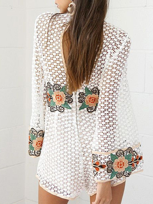 Lena Embroidery Floral Lace Playsuit - 2 Love One
