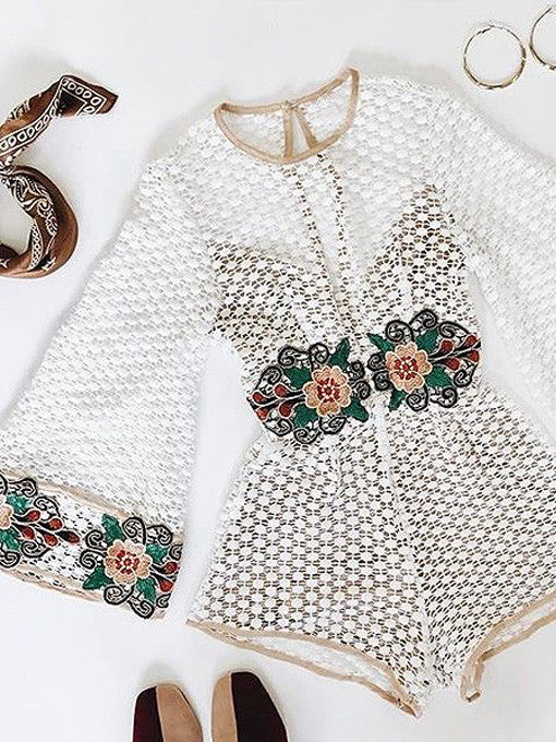 Lena Embroidery Floral Lace Playsuit - 2 Love One
