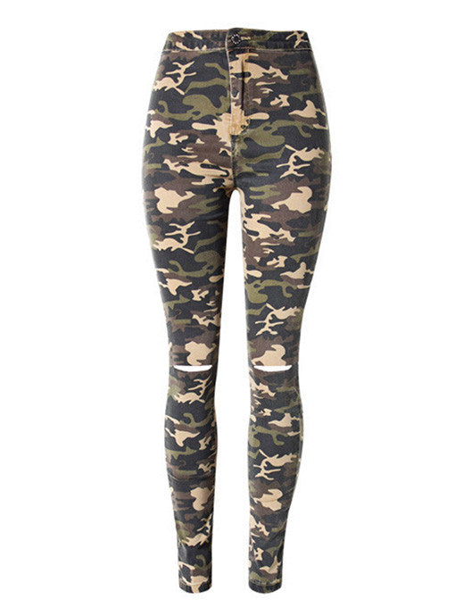 Lenzy High Waisted Camo Jeans - 2 Love One