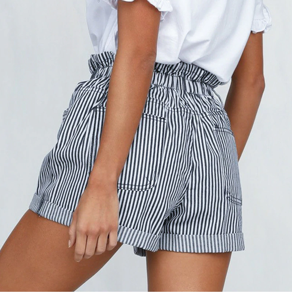 Logan Striped High-Waist Shorts - 2 Love One