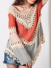 Nadia Colour-block Hollow Crochet Loose Top - 2 Love One