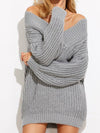 Nala V Neck Drop Shoulder Chunky Knit Sweater - 2 Love One