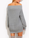 Nala V Neck Drop Shoulder Chunky Knit Sweater - 2 Love One
