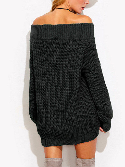 Nala V Neck Drop Shoulder Chunky Knit Sweater - 2 Love One