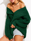 Nala V Neck Drop Shoulder Chunky Knit Sweater - 2 Love One