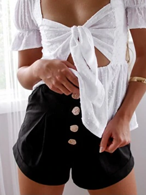 Nikki High-Waisted Button Shorts | 2 Love One