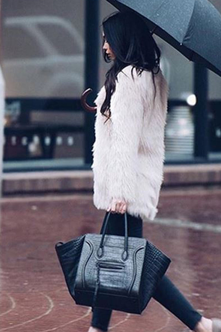Long sleeve fur shop coat