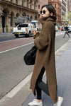 Long Side-Slit Cowl Neck Sweater in Chocolate - 2 Love One