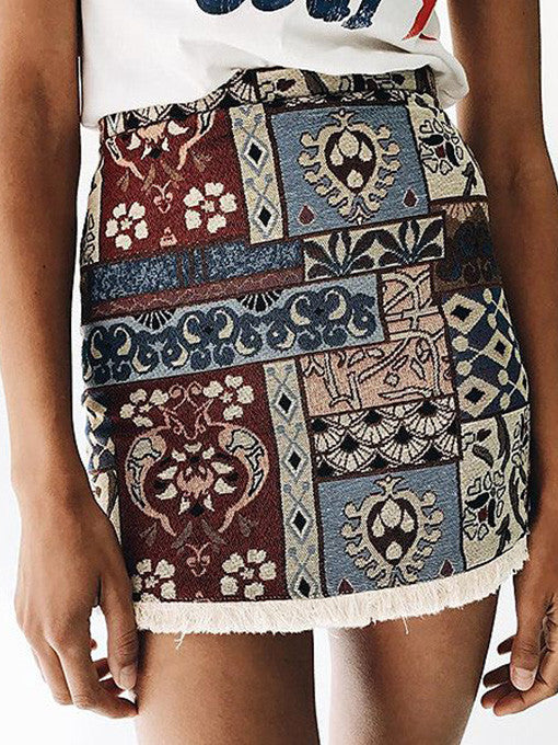 Renee Vintage Bohemian Print Skirt - 2 Love One