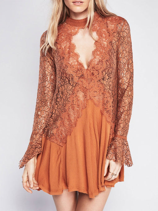 Secret Origins Pieced Lace Tunic in Orange - 2 Love One