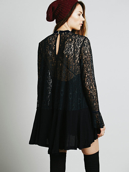 Secret Origins Pieced Lace Tunic in Black - 2 Love One