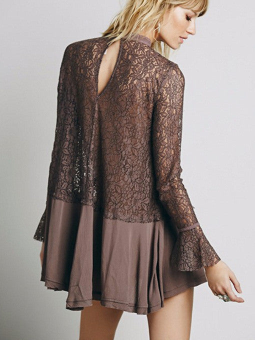 Secret Origins Pieced Lace Tunic in Coffee - 2 Love One