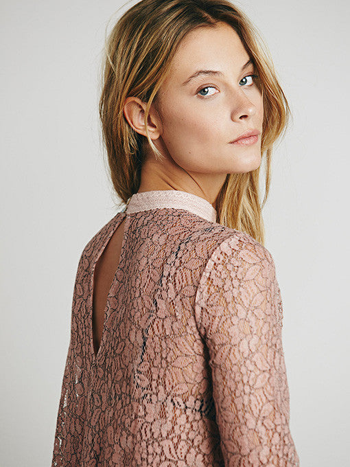 Secret Origins Pieced Lace Tunic in Pink - 2 Love One