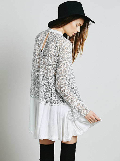 Secret Origins Pieced Lace Tunic in White - 2 Love One