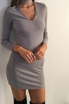 Sexy Long-Sleeve Knit Halter Dress Gray - 2 Love One