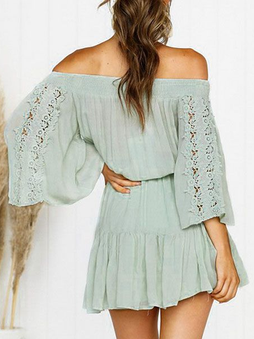 Sherry Off Shoulder Lace Trim Dress - 2 Love One