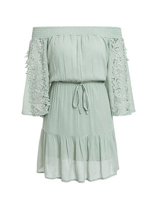 Sherry Off Shoulder Lace Trim Dress - 2 Love One