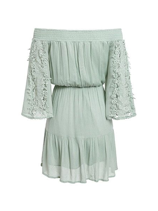 Sherry Off Shoulder Lace Trim Dress - 2 Love One