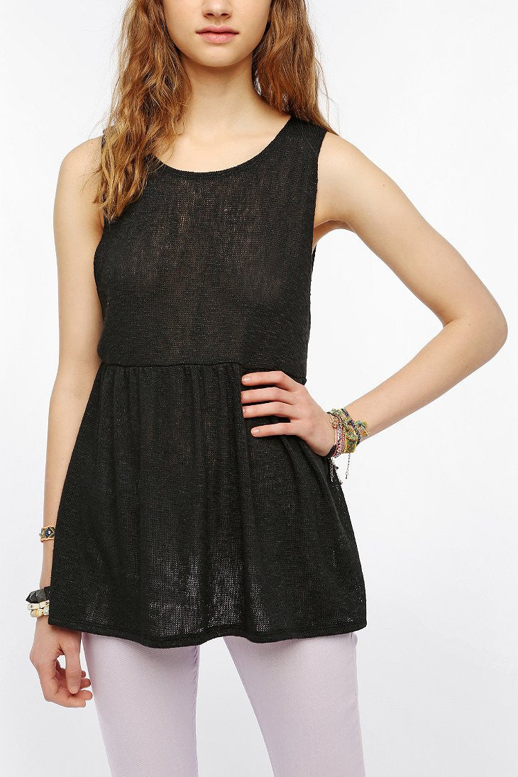 Sweater Knit Babydoll Tank Top - 2 Love One