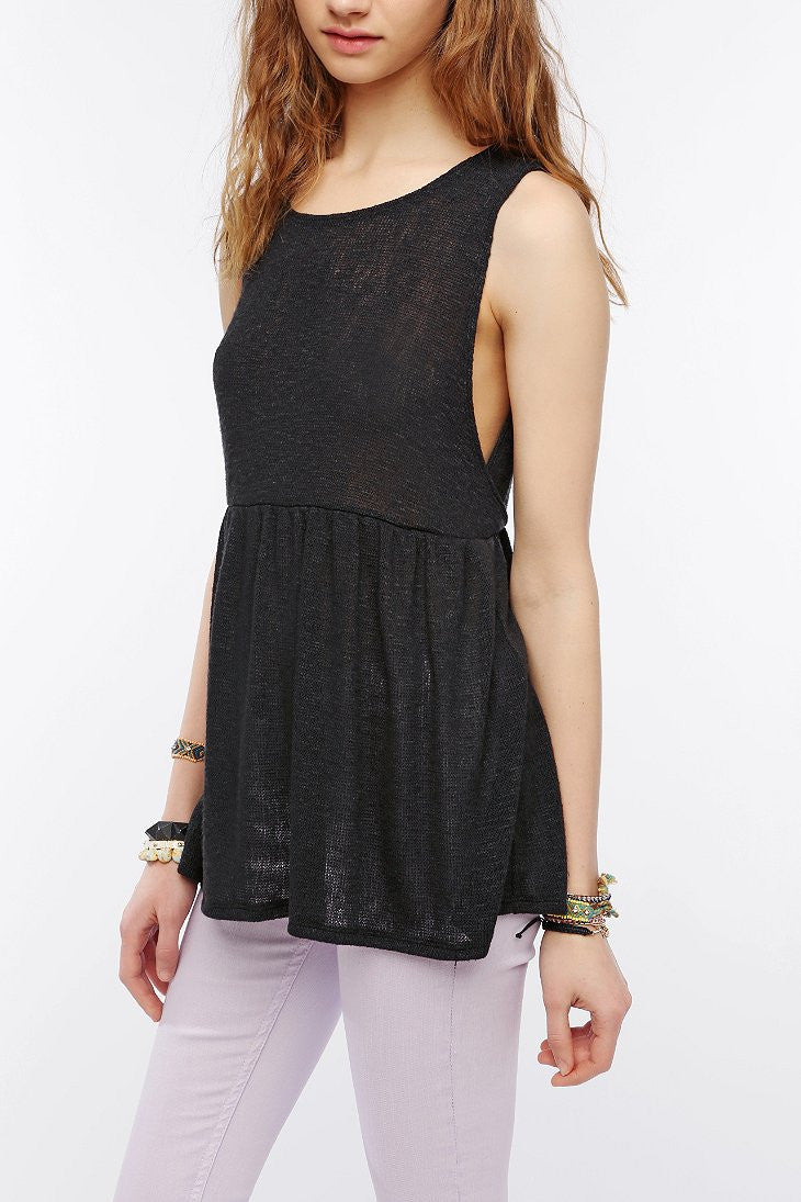 Sweater Knit Babydoll Tank Top - 2 Love One