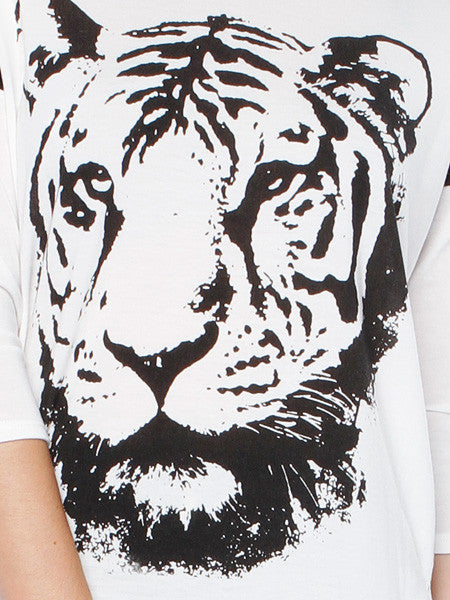 Tiger Leather Graphic Top - White - 2 Love One