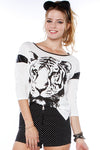 Tiger Leather Graphic Top - White - 2 Love One