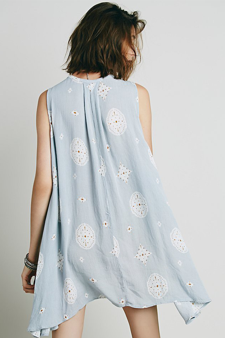 Retro Print Swing Tunic Light Blue - 2 Love One