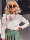White Dreamin&#39; Hollow Out Knit Top - 2 Love One