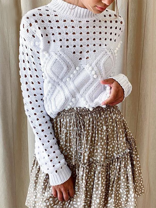 White Dreamin&#39; Hollow Out Knit Top - 2 Love One