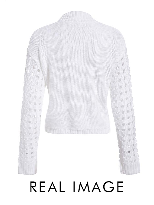 White Dreamin&#39; Hollow Out Knit Top - 2 Love One