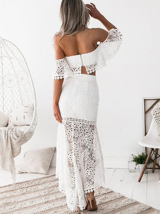 White Lace Off The Shoulder Two Piece Dress - 2 Love One