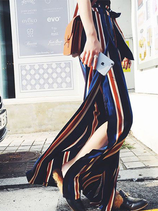 Willa Stripe Slit Flare Pants - 2 Love One