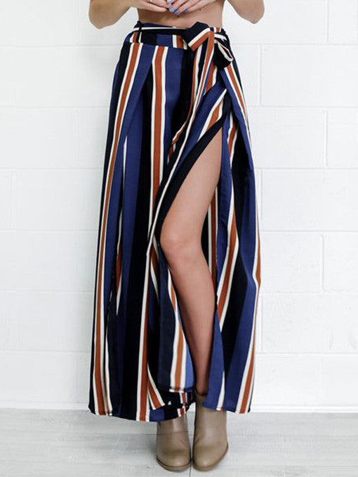 Willa Stripe Slit Flare Pants - 2 Love One