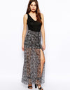 Maxi Skirt in Zip Printed Chiffon - 2 Love One