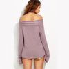 Off The Shoulder Cable Knit Sweater Mauve - 2 Love One