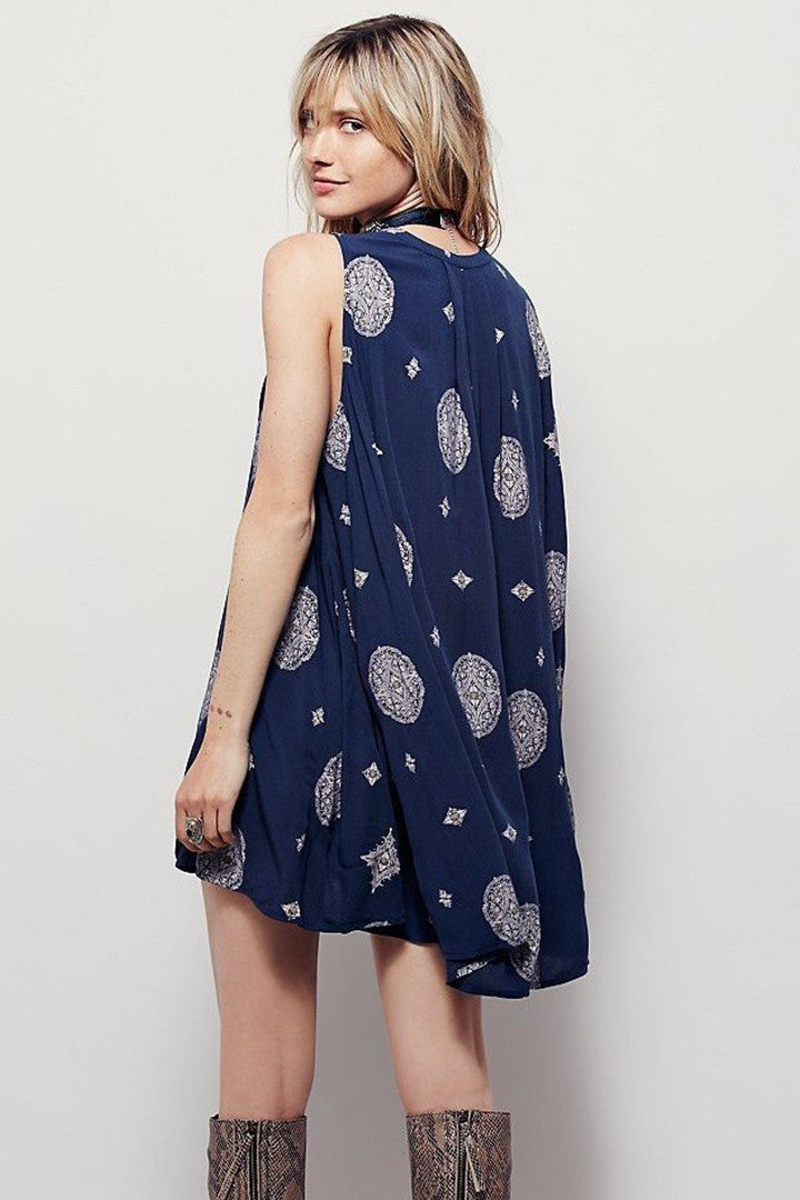 Retro Print Swing Tunic in Navy - 2 Love One