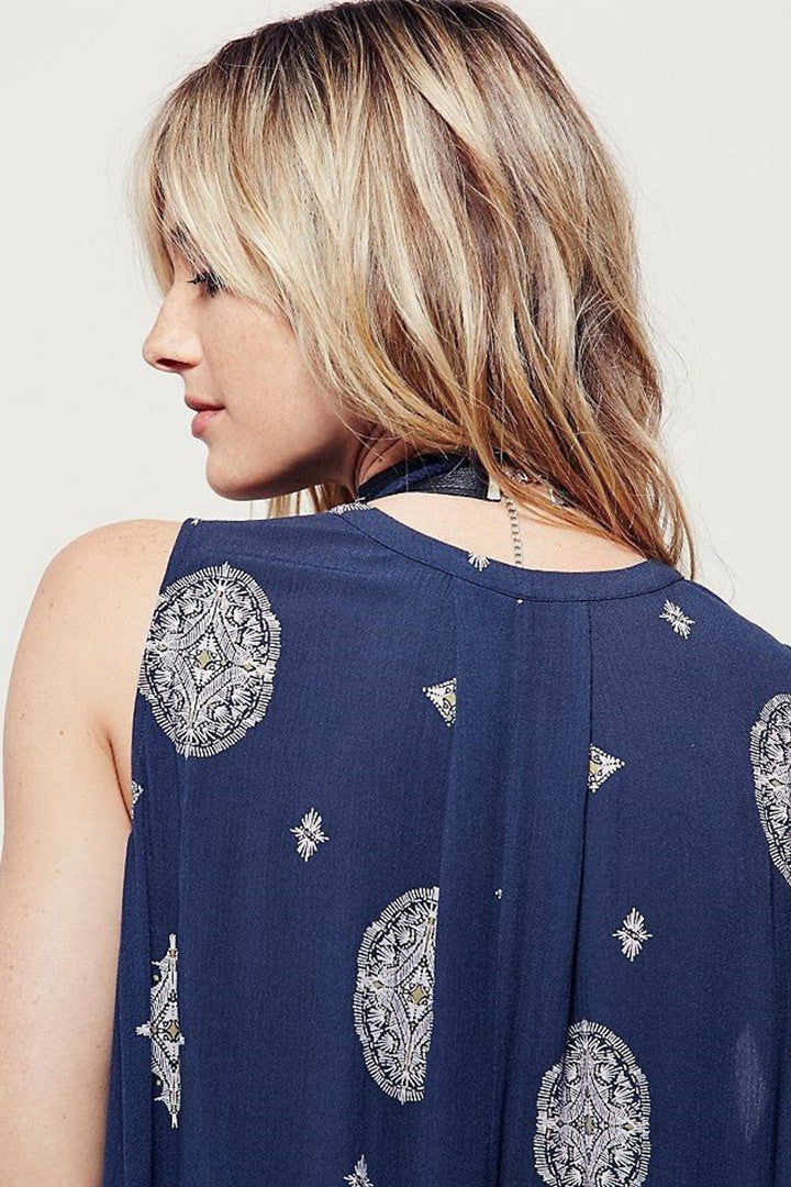 Retro Print Swing Tunic in Navy - 2 Love One